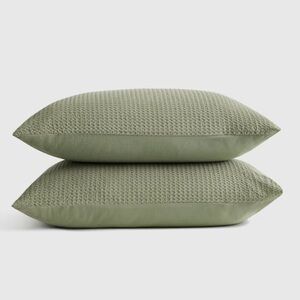 NWOT QUINCE Organic Luxe Honeycomb Sham Set King Olive 6092
